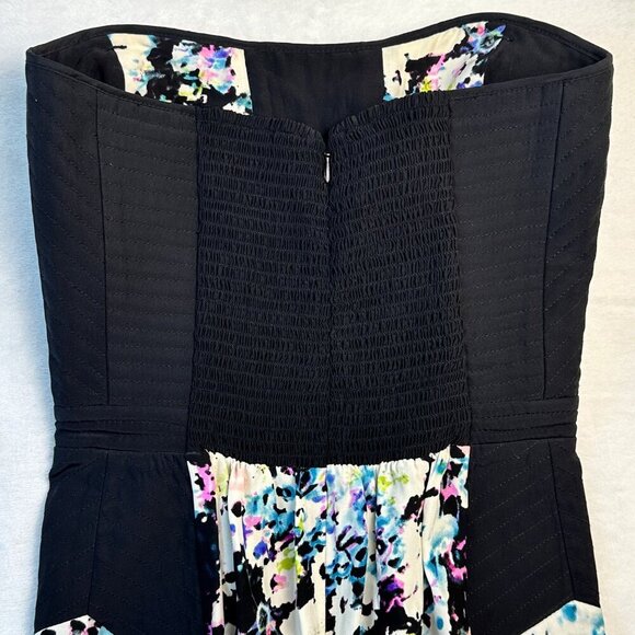 Parker Mara Mini Silk Dress Size S Corset Watercolor Floral Flowy Sassy Grunge - Picture 10 of 14